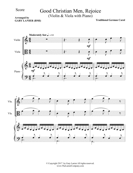 Good Christian Men Rejoice Violin Viola With Piano Score Parts Page 2