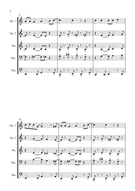 Good King Wenceslas Latin Style For Brass Quintet Page 2