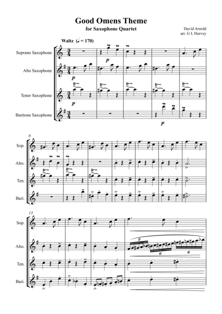 Good Omens Theme For Saxophone Quartet Page 2