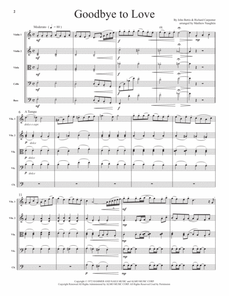 Goodbye To Love For String Orchestra Page 2