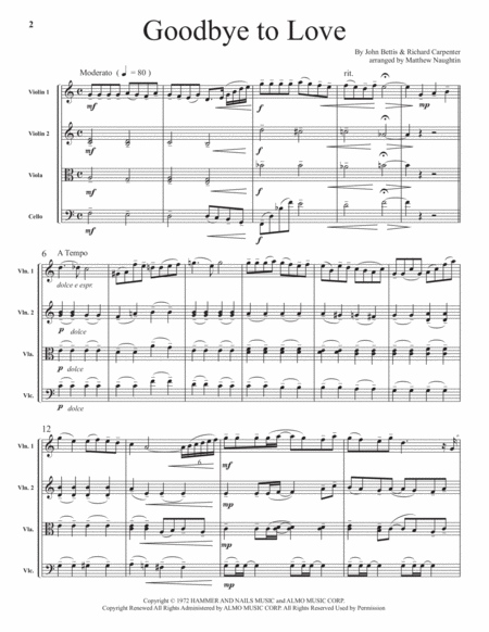 Goodbye To Love For String Quartet Page 2