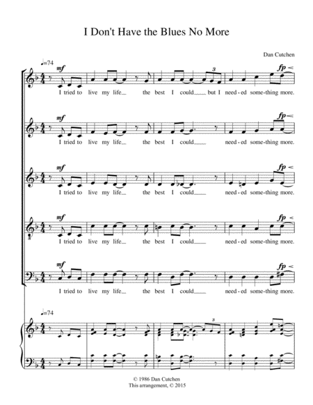 Gospel Jazz Choral Saatb I Dont Have The Blues No More Page 2