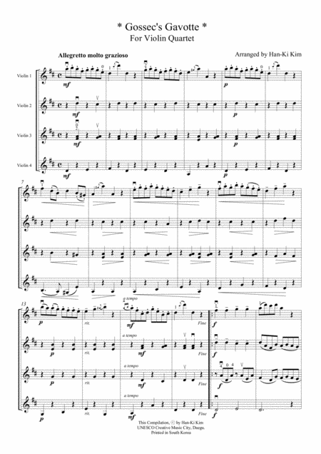 Gossec Gavotte For Violin Quartet Page 2