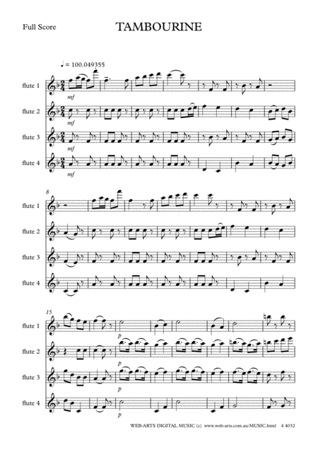 Gossec Tambourine For 4 Flutes Page 2