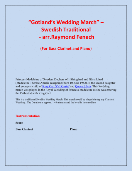 Gotlands Wedding March Traditional Bass Clarinet And Piano Page 2