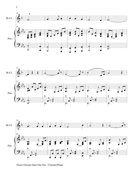 Grace Greater Than Our Sin Bb Clarinet Piano And Clarinet Part Page 2