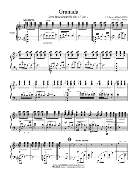 Granada From Suite Espanola For Piano Solo Page 2