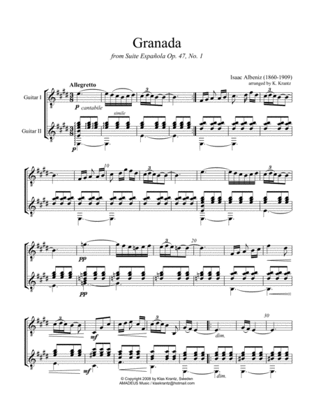 Granada From Suite Espaola For Guitar Duo Page 2