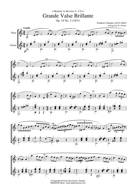 Grande Valse Brillante Op 34 No 2 For Flute And Guitar Page 2