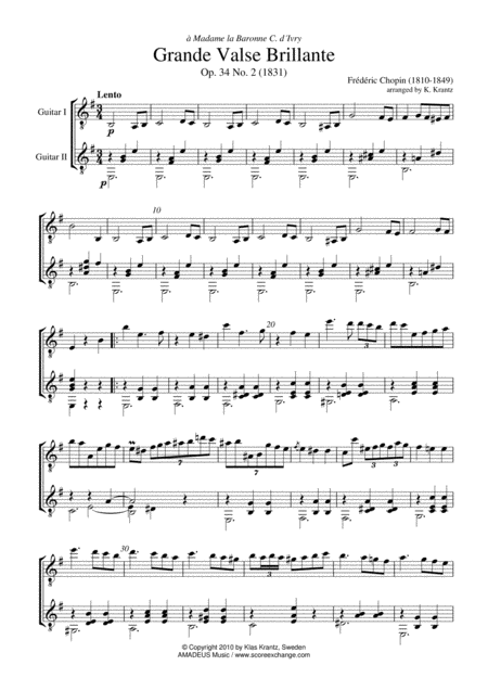 Grande Valse Brillante Op 34 No 2 For Guitar Duo Page 2