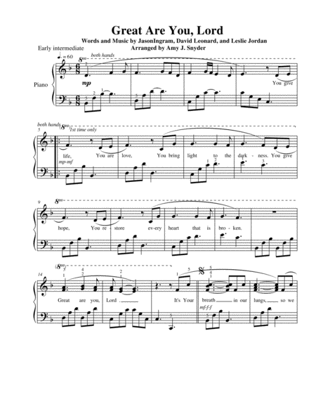 Great Are You Lord Early Intermediate Piano Solo Page 2