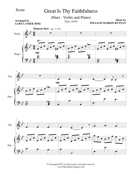 Great Is Thy Faithfulness Duet Violin Piano With Score Part Page 2