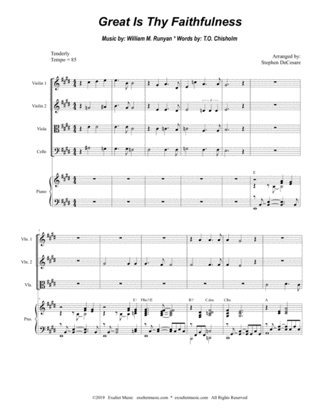 Great Is Thy Faithfulness For String Quartet And Piano Page 2