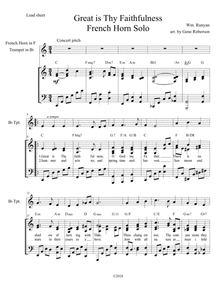 Great Is Thy Faithfulness French Horn Solo Intermediate Level Page 2