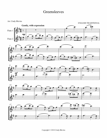 Greensleeves Arranged For Flute Duet Page 2