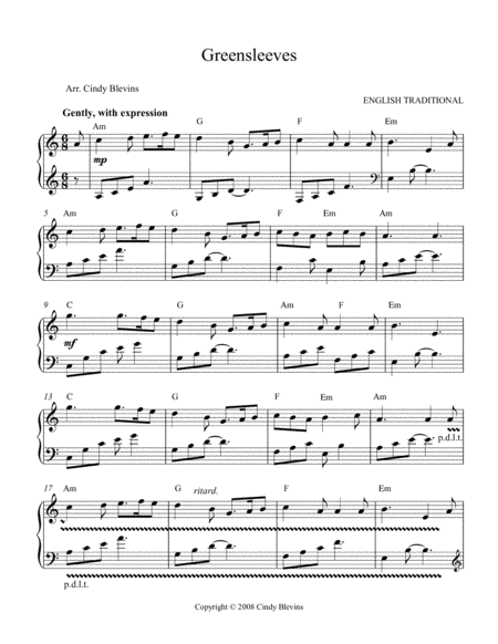 Greensleeves Arranged For Lap Harp Page 2