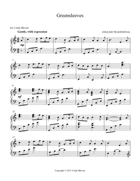 Greensleeves Arranged For Lever Harp Page 2