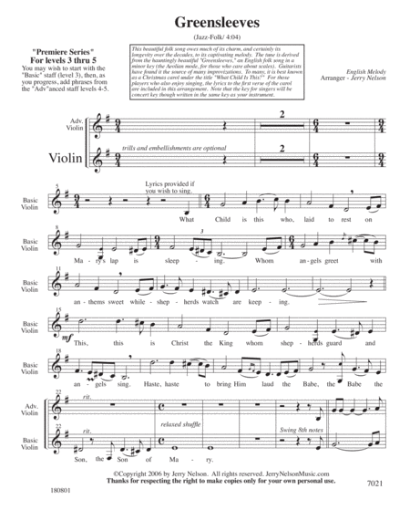 Greensleeves Arrangements Level 3 5 For Violin Written Acc Page 2