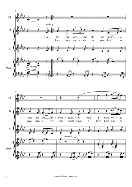 Greensleeves For Sa Piano And Flute F Minor Page 2