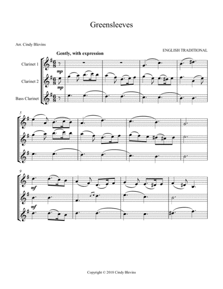 Greensleeves For Two Clarinets And Bass Clarinet Page 2