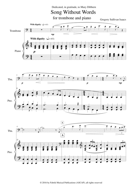 Gregory Sullivan Isaacs Song Without Words For Trombone And Piano Page 2