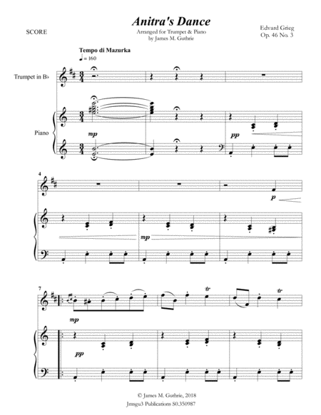 Grieg Anitras Dance From Peer Gynt Suite For Trumpet Piano Page 2