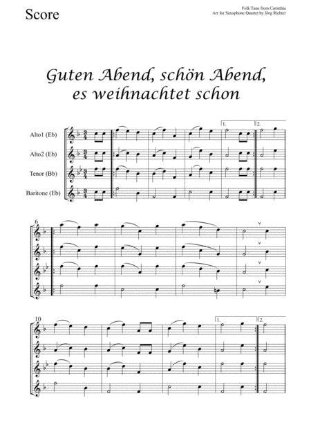 Guten Abend Schn Abend Es Weihnachtet Schon Fr Saxophon Quartett Page 2