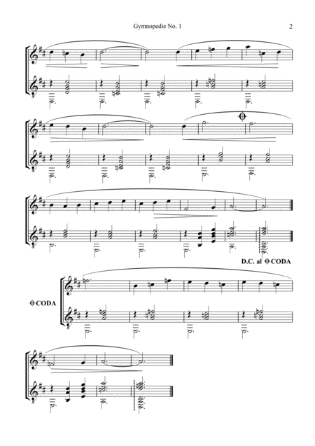 Gymnopedie 1 2 3 For Violin Or Flute Recorder And Guitar Page 2