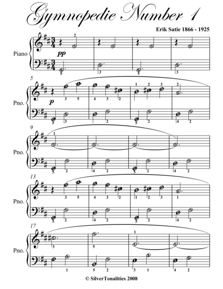 Gymnopedie Number 1 Easiest Piano Sheet Music Page 2