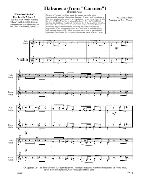 Habanera Bizet Arrangements Level 2 5 For Violin Written Acc Page 2