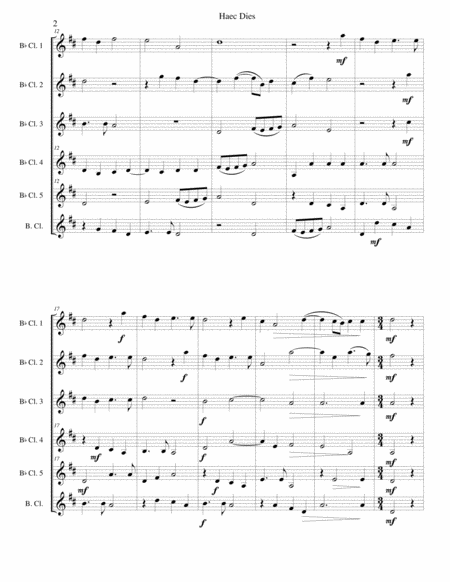 Haec Dies For Clarinet Sextet 5 B Flat Clarinets And 1 Bass Clarinet Page 2
