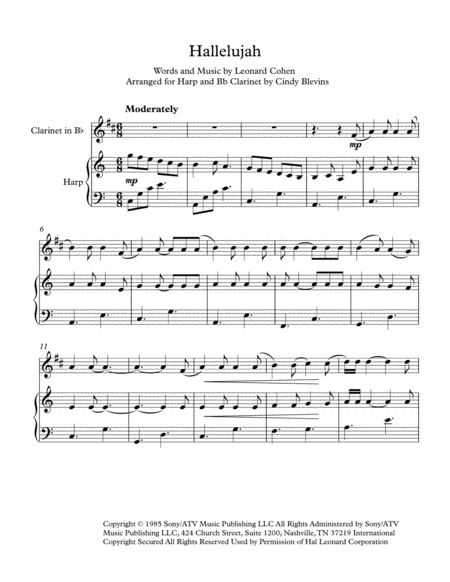 Hallelujah Arranged For Harp And Bb Clarinet Page 2