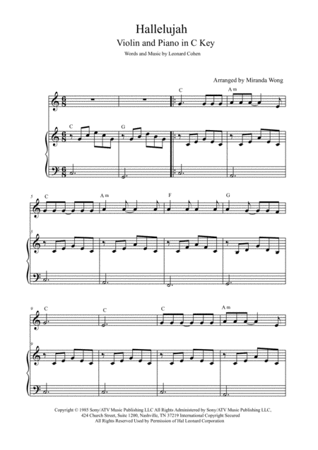 Hallelujah Cello Or Double Bass And Piano Accompaniment With Chords Page 2