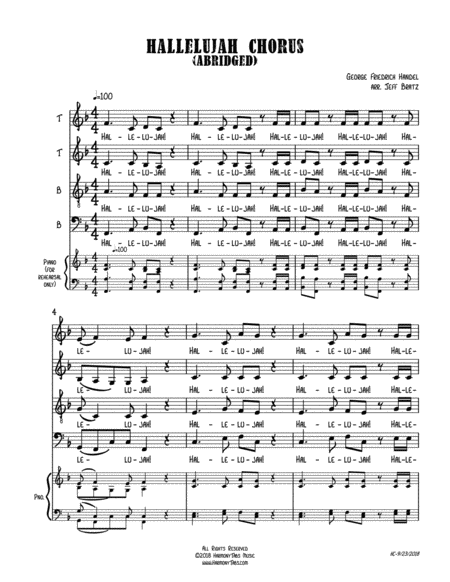 Hallelujah Chorus Abridged Ttbb A Cappella Page 2