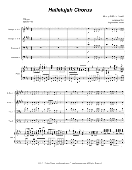 Hallelujah Chorus For Brass Quartet And Piano Alternate Version Page 2