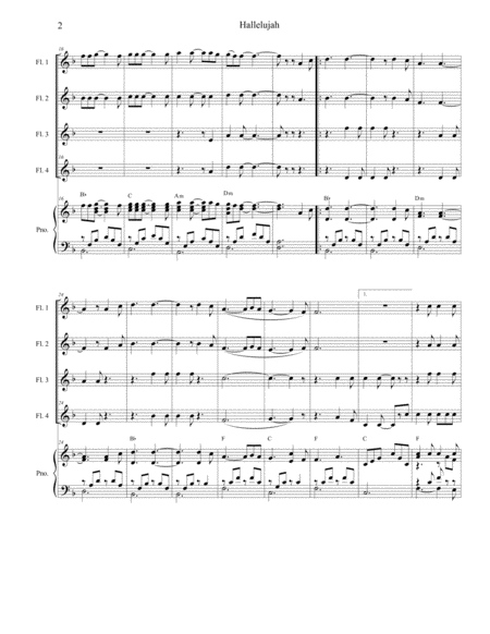 Hallelujah For C Flute Quartet Page 2