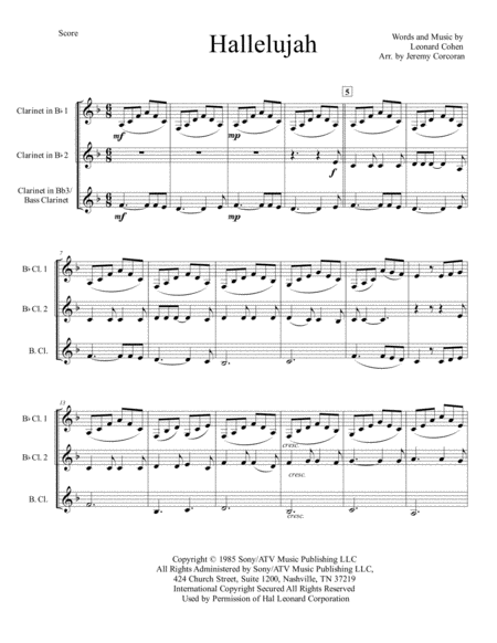 Hallelujah For Clarinet Trio Page 2