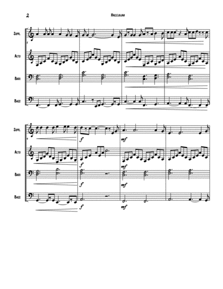 Hallelujah For Diatonic Or Chromatic Marimba Quartet Key Of C Page 2