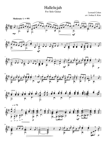 Hallelujah For Solo Guitar Page 2