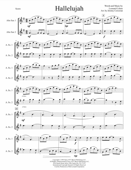 Hallelujah For Two Saxophones Page 2