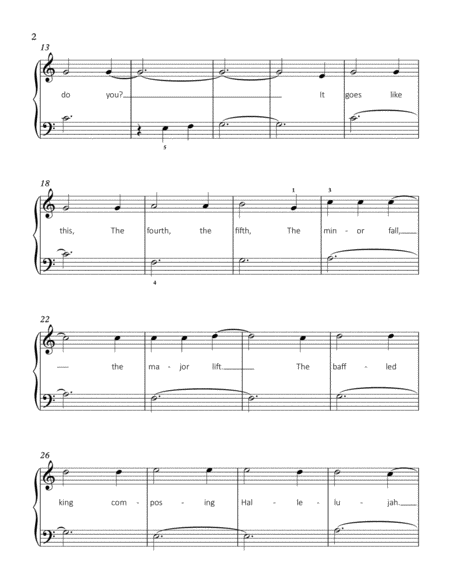 Hallelujah From Shrek Easy Piano Page 2