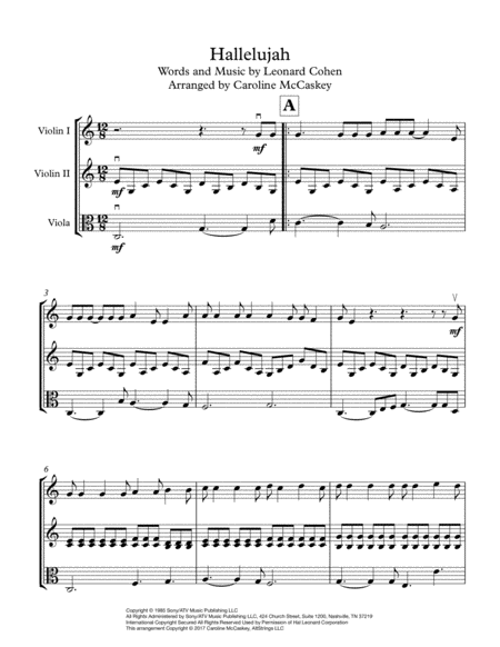 Hallelujah String Trio Two Violins And Viola Page 2