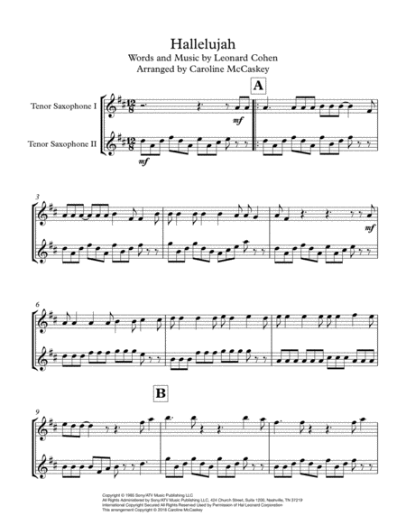 Hallelujah Tenor Sax Duet Page 2