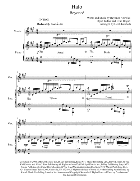 Halo Piano Vocal Page 2