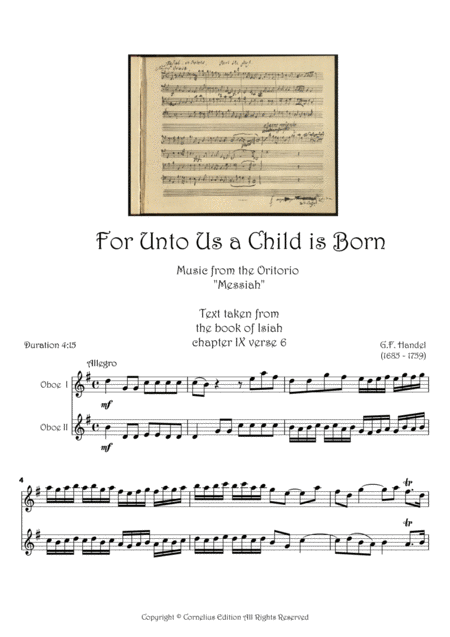 Handel Messiah For Unto Us A Child Is Born Oboe Duet Page 2