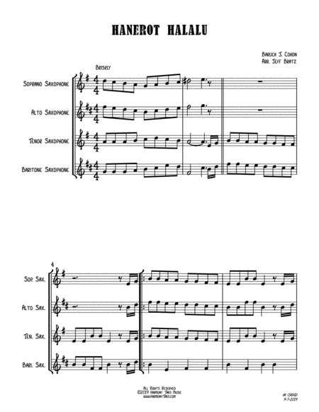 Hanerot Halalu Satb Sax Quartet Page 2