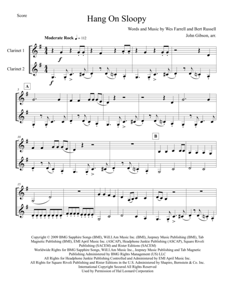 Hang On Sloopy For Adult Child Clarinet Duet Page 2