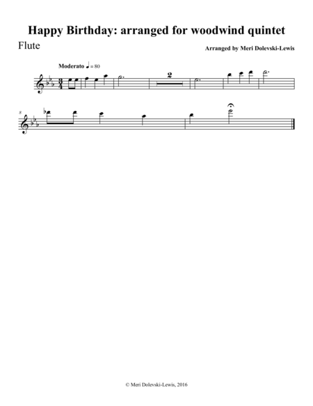 Happy Birthday Arranged For Woodwind Quintet Page 2