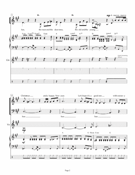 Happy Xmas War Is Over Arranged For Sab Choir Accompanied By Piano Guitar Violin And Sleigh Bells Page 2
