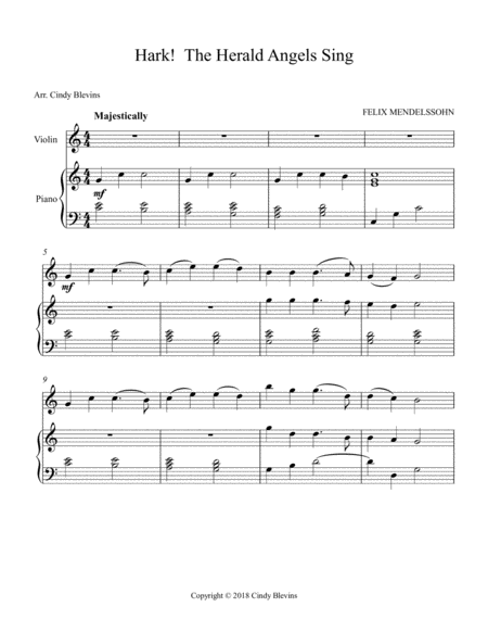 Hark The Herald Angels Sing Arranged For Piano And Violin Page 2